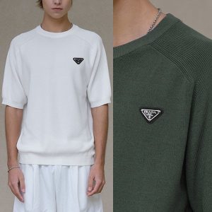 프라다 레글런 디테일 니트 반팔