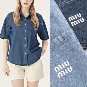 미우미우 데님 반팔셔츠 (여성용)