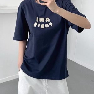 아미 파리 니트 패치 반팔티셔츠