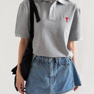 아미 스몰로고 카라 반팔티셔츠 (여성용)