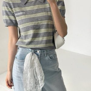 미우미우 긱시크 카라 반팔티셔츠 (여성용)