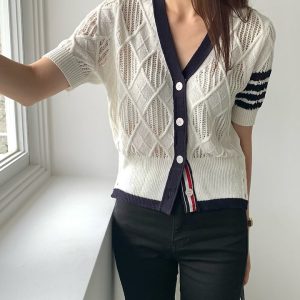 톰브라운 아가일 반팔 가디건 (여성용)