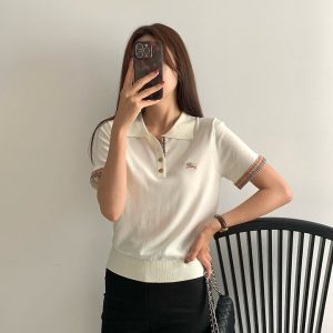 버버리 하트 포드 카라 반팔티셔츠 (여성용)