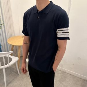 톰브라운 사선완장 카라 반팔니트
