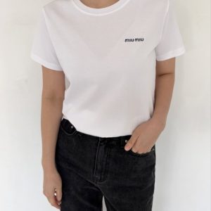 미우미우 로고 니우 반팔티셔츠 (여성용)