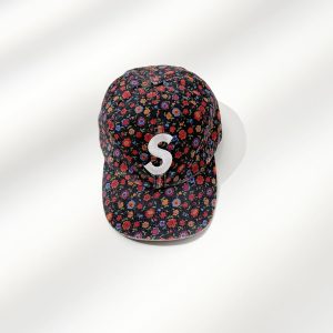 슈프림 워시드 캔버스 S로고 6-패널 플로럴 볼캡
